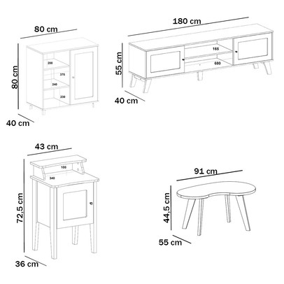 Sala de Estar Completa para TV Até 75 Polegadas Charlotte 4 Portas Carvalho/Menta - Pnr Móveis