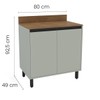 Balcão de Cozinha 80 Cm Koya 2 Portas Verde Oliva - Politorno