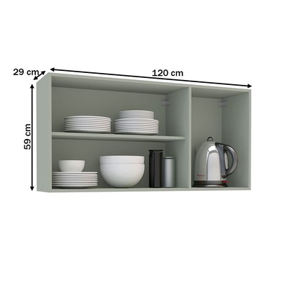 Armário Aéreo Cozinha 120 Cm Koya 3 Portas Verde Oliva - Politorno