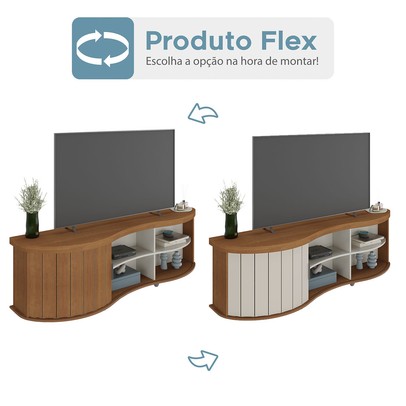 Sala de Estar Completa para TV Até 75 Polegadas Magnum Cinamomo/Off White - Pnr Móveis