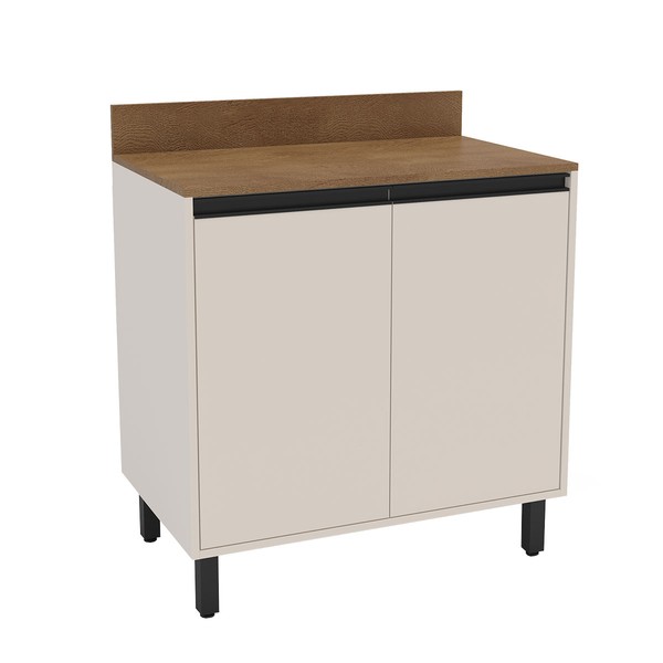 Balcão de Cozinha 80 Cm Koya 2 Portas Creme - Politorno