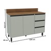 Balcão de Cozinha 120 Cm Koya 2 Portas 3 Gavetas Verde Oliva - Politorno