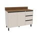 Balcão de Cozinha 120 Cm Koya 2 Portas 3 Gavetas Creme - Politorno