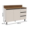Balcão de Cozinha 120 Cm Koya 2 Portas 3 Gavetas Creme - Politorno