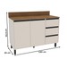 Balcão de Cozinha 120 Cm Koya 2 Portas 3 Gavetas Creme - Politorno