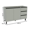 Balcão de Cozinha para Pia 120 Cm Koya 2 Portas 3 Gavetas Verde Oliva - Politorno