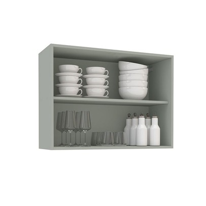 Armário Aéreo Cozinha 80 Cm Koya 2 Portas Verde Oliva - Politorno