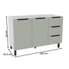 Balcão de Cozinha para Pia Meena 2 Portas 3 Gavetas Branco/Verde - Politorno