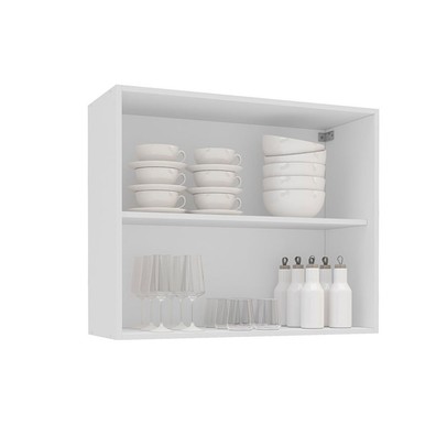 Armário Aéreo Cozinha 80 Cm Meena 2 Portas Branco/Azul - Politorno