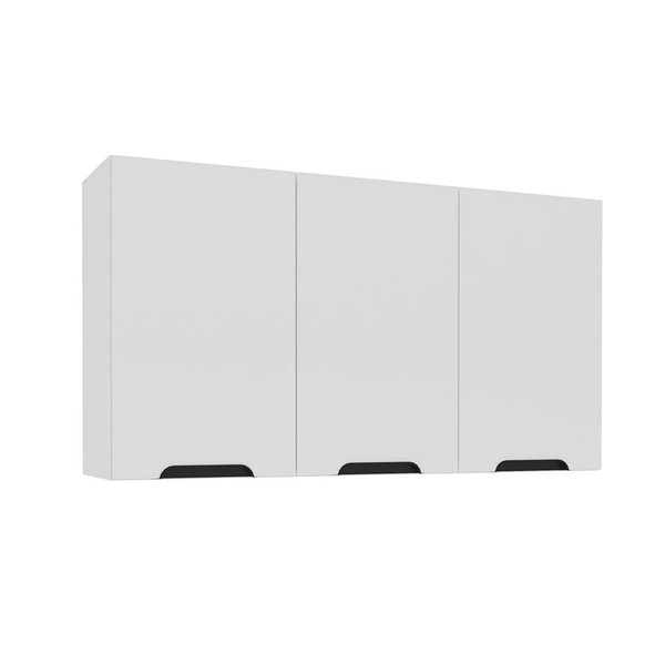 Armário Aéreo Cozinha 120 Cm Meena 3 Portas Branco- Politorno