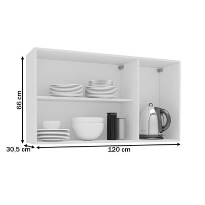 Armário Aéreo Cozinha 120 Cm Meena 3 Portas Branco/Azul - Politorno