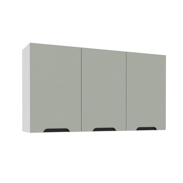 Armário Aéreo Cozinha 120 Cm Meena 3 Portas Branco/Verde - Politorno