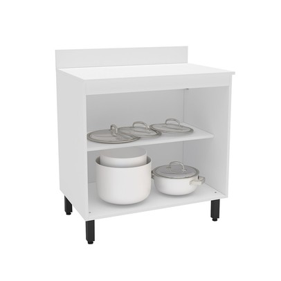 Balcão de Cozinha 80 Cm Meena 2 Portas Branco/Azul - Politorno