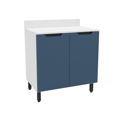 Balcão de Cozinha 80 Cm Meena 2 Portas Branco/Azul - Politorno