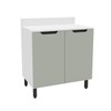 Balcão de Cozinha 80 Cm Meena 2 Portas Branco/Verde - Politorno