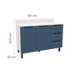 Balcão de Cozinha 120 Cm Meena 2 Portas 3 Gavetas Branco/Azul - Politorno