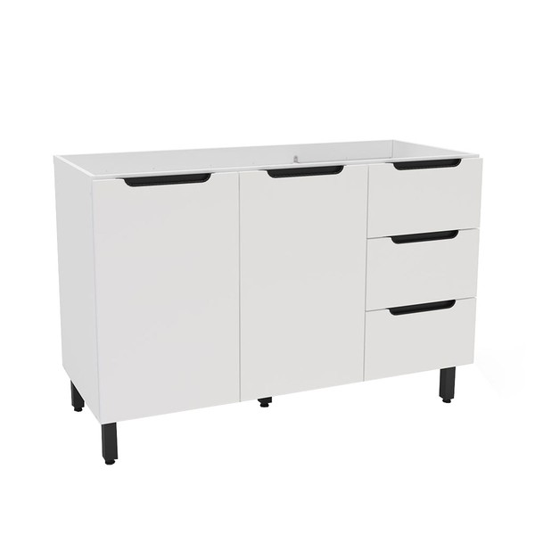 Balcão de Cozinha para Pia Meena 2 Portas 3 Gavetas Branco - Politorno