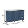 Balcão de Cozinha para Pia Amara 2 Portas 3 Gavetas Branco/Azul - Politorno