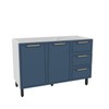 Balcão de Cozinha para Pia Amara 2 Portas 3 Gavetas Branco/Azul - Politorno