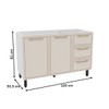 Balcão de Cozinha para Pia Amara 2 Portas 3 Gavetas Branco/Creme - Politorno