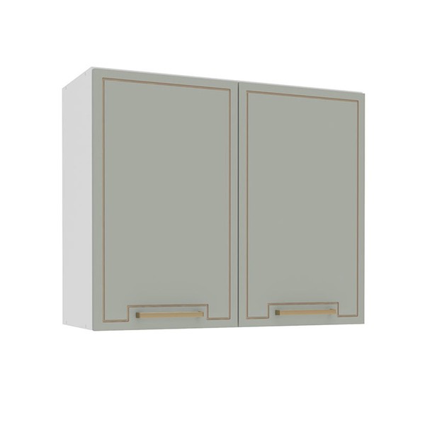 Armário Aéreo Cozinha 80 Cm Amara 2 Portas Branco/Verde - Politorno