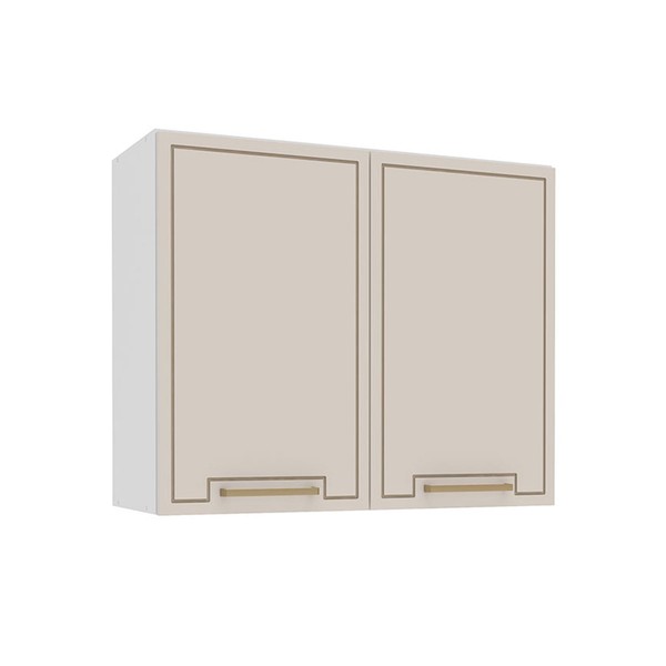 Armário Aéreo Cozinha 80 Cm Amara 2 Portas Branco/Creme - Politorno