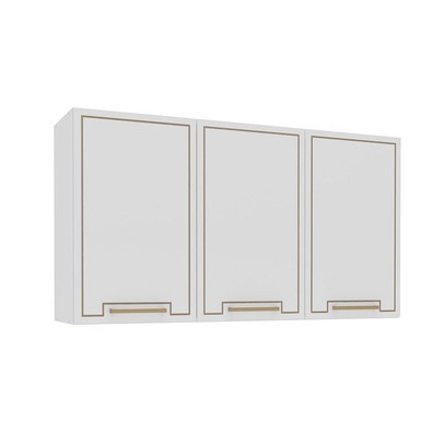 Armário Aéreo Cozinha 120 Cm Amara 3 Portas Branco - Politorno