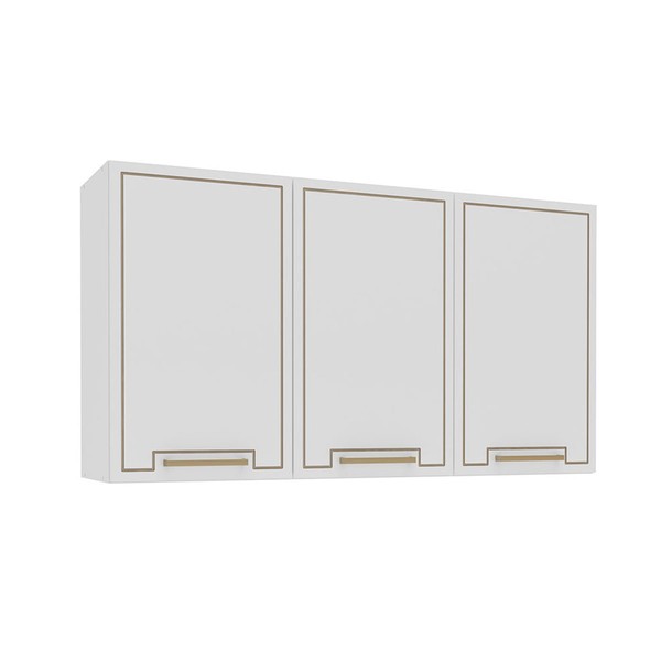 Armário Aéreo Cozinha 120 Cm Amara 3 Portas Branco - Politorno