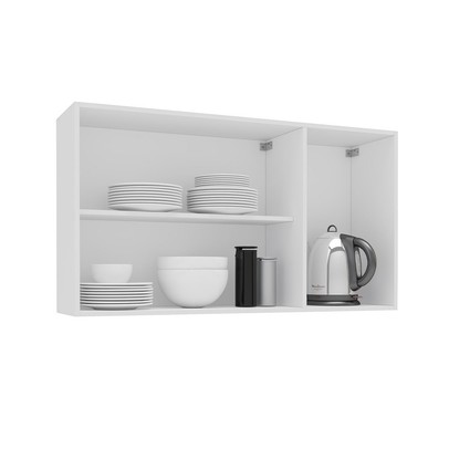 Armário Aéreo Cozinha 120 Cm Amara 3 Portas Branco/Azul - Politorno