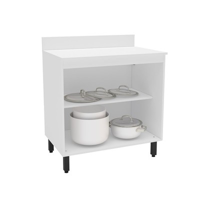 Balcão de Cozinha 80 Cm Amara 2 Portas Branco/Azul - Politorno