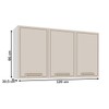 Armário Aéreo Cozinha 120 Cm Amara 3 Portas Branco/Creme - Politorno