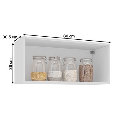 Armário Aéreo Cozinha 80 Cm Amara 1 Porta Branco/Azul - Politorno