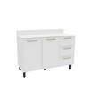 Balcão de Cozinha Amara 120 Cm 2 Portas 3 Gavetas Branco - Politorno