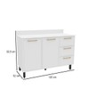 Balcão de Cozinha Amara 120 Cm 2 Portas 3 Gavetas Branco - Politorno