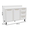Balcão de Cozinha Amara 120 Cm 2 Portas 3 Gavetas Branco - Politorno