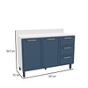 Balcão de Cozinha Amara 120 Cm 2 Portas 3 Gavetas Branco/Azul - Politorno