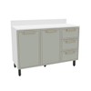 Balcão de Cozinha Amara 120 Cm 2 Portas 3 Gavetas Branco/Verde - Politorno