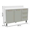 Balcão de Cozinha Amara 120 Cm 2 Portas 3 Gavetas Branco/Verde - Politorno