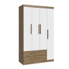Guarda-Roupa Solteiro 4 Portas 2 Gavetas Wood/Branco Brilho - Decibal