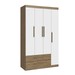Guarda-Roupa Solteiro 4 Portas 2 Gavetas Wood/Branco Brilho - Decibal