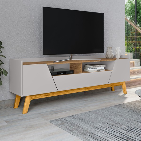 Rack para TV Até 70 Polegadas Florença 2 Portas 1 Gaveta Off White/Cinamomo - Móveis Bechara