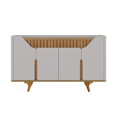 Balcão Buffet Tamisa 4 Portas Ripado Off White/Cinamomo - Móveis Bechara
