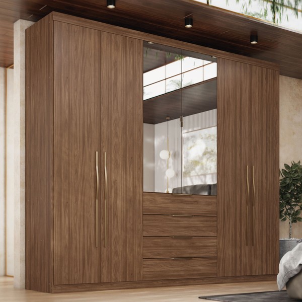 Guarda-Roupa Casal Giardino 6 Portas Nogueira Touch - Demóbile