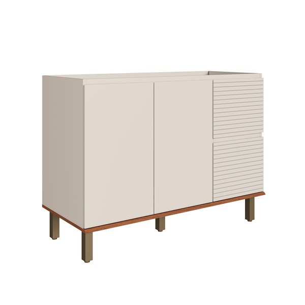 Balcão de Cozinha para Pia 120 Cm Auris 2 Portas 3 Gavetas 100% Mdf Off White/Canela - Genialflex