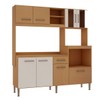 Cozinha Compacta Helena 8 Portas 1 Gaveta com Vidro Freijó/Off White Laca - Genialflex