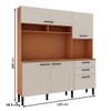 Cozinha Compacta Fiore 4 Portas 3 Gavetas 100% Mdf Freijó/Off White - Genialflex