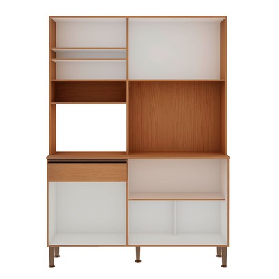 Cozinha Compacta Marina 6 Portas 1 Gaveta 100% Mdf Freijó/Off White - Genialflex