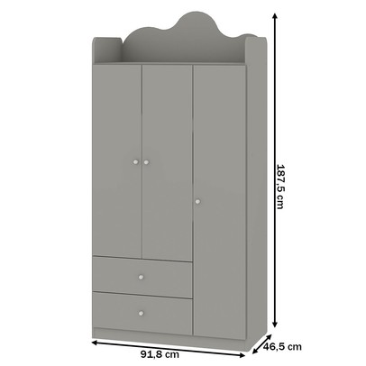 Guarda-Roupa Infantil Nuvem 3 Portas 2 Gavetas Fendi - Genialflex