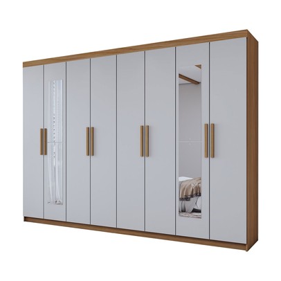 Guarda-Roupa Casal Aurora 8 Portas 4 Gavetas com Espelho Marrocos/Off White - Panorama Móveis