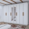 Guarda-Roupa Casal Aurora 8 Portas 4 Gavetas com Espelho Branco Neve - Panorama Móveis